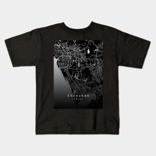 Shenzhen China City Map dark Kids T-Shirt